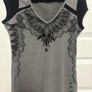 Karv Gray Patterned Women's Top Size L